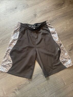 And1 Black Athletic Shorts with Silver Patterned Side Panels